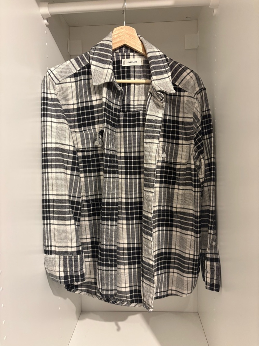 Everlane Black & White Plaid Button-Up Shirt
